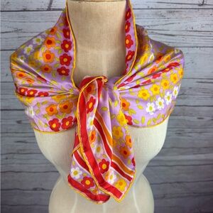 VTG BURMEL 100% Hand Rolled Silk Scarf Japan Floral - Pink/Yellow